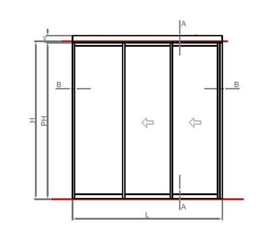 tekening Aluminium pui telescoop automatische schuifdeur